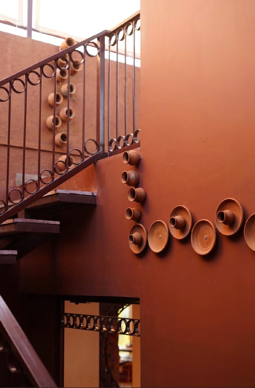 Staircase with terracotta pots